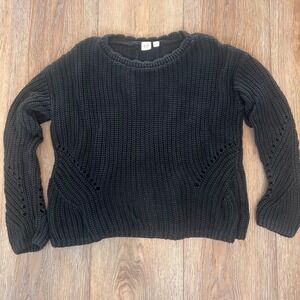 GAP Chunky Knit Black Sweater Women's Small Ribbed Cotton Blend Pullover (2010s)
